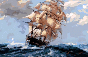 Velero en alta mar zozobrando en una imagen usada para ilustrar la expresión estar en un tris.