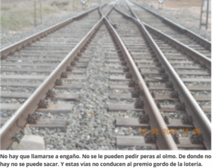Vías de ferrocarril en una imagen usada para ilustrar la expresión llamarse a engaño.