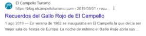 Dirección web Campello Turismo y sala de fiestas El Gallo Rojo, en imagen usada para ilustrar la expresión Dónde vamos a parar.