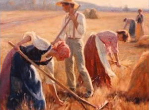 Pintura de espigadoras usada para ilustrar la expresión no quedar otra.