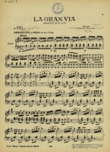 Partitura de la zarzuela La Gran Vía en una imagen usada para ilustrar la expresión leer la cartilla.