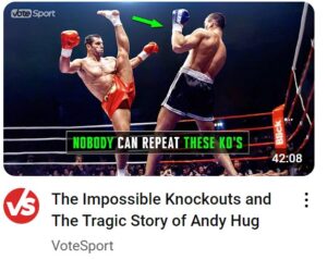 Imagen en Youtube del luchador Andy Hug usada para ilustrar la frase echar los pies por alto.
