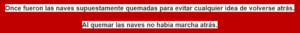 Imagen de una frase sobre la expresión quemar las naves usada para ilustrar esta misma expresión en el blog Expresiones del Español.