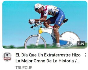 El ciclista español Miguel Indurain en la contrarreloj de Luxemburgo de 1992, en una imagen usada para ilustrar la expresión CON EL ALMA EN VILO.