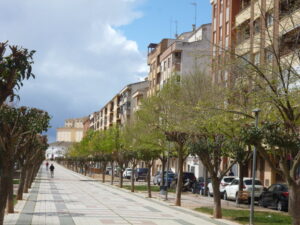 Imagen del paseo de la estación de La Roda de Albacete usada para ilustrar la expresión a modo de.