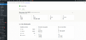 Información estadística de la página web Expresiones del Español (1).